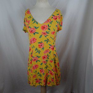 Billabong Skate Day Women Yellow Pink Floral Dress Size M